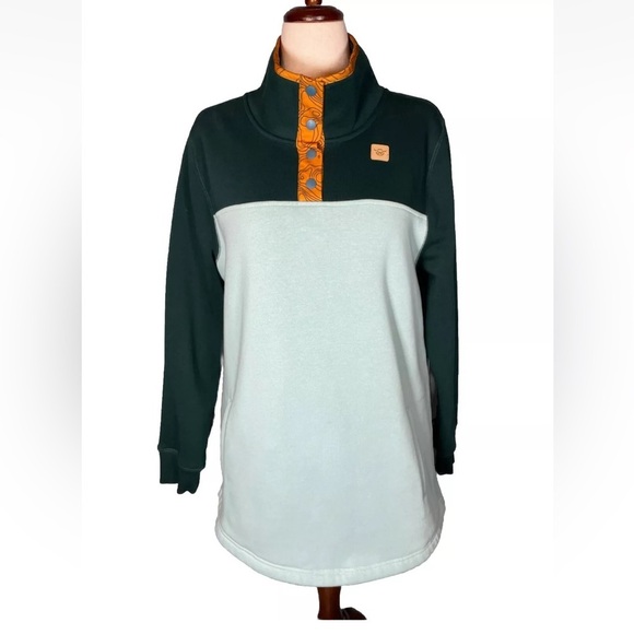 Moosejaw Women's Long Weekend 1/4 Snap Pullover Sweatshirt Green Size XL - Picture 1 of 9